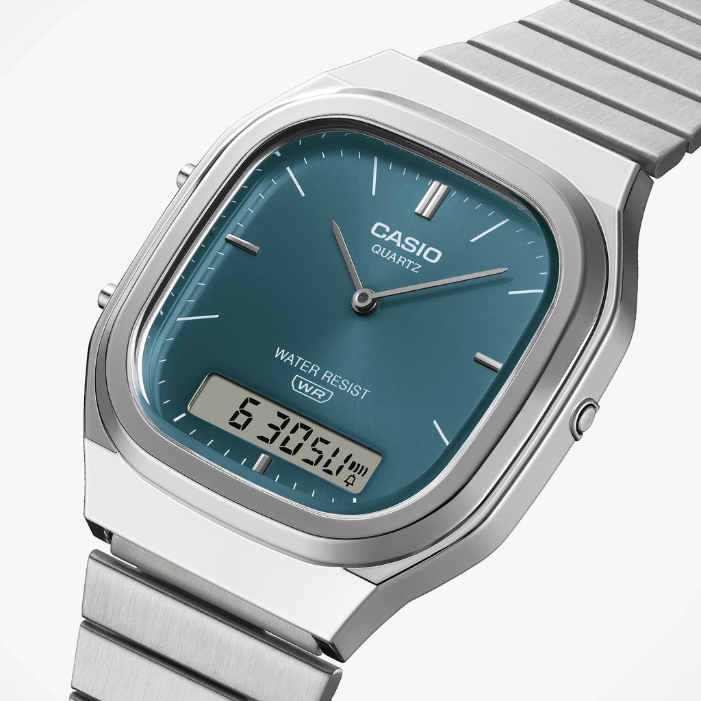 CASIO Women's Silver/Blue Quartz Watch | AQ-240E-3AEF
