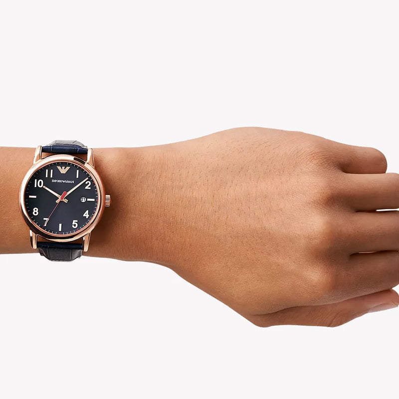 Emporio Armani Men's Rose Gold/Blue Watch | Ar11135 by i-watch