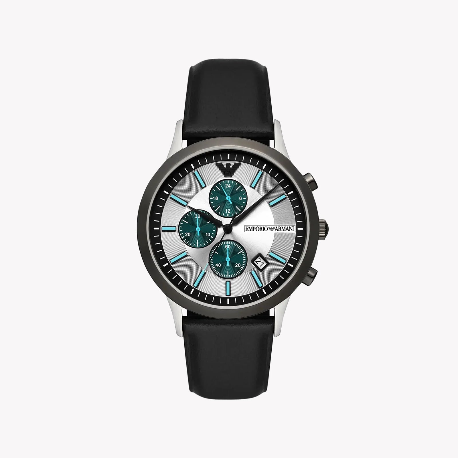 Emporio Armani Men's Silver/Black Leather Watch | AR11473 by i-watch