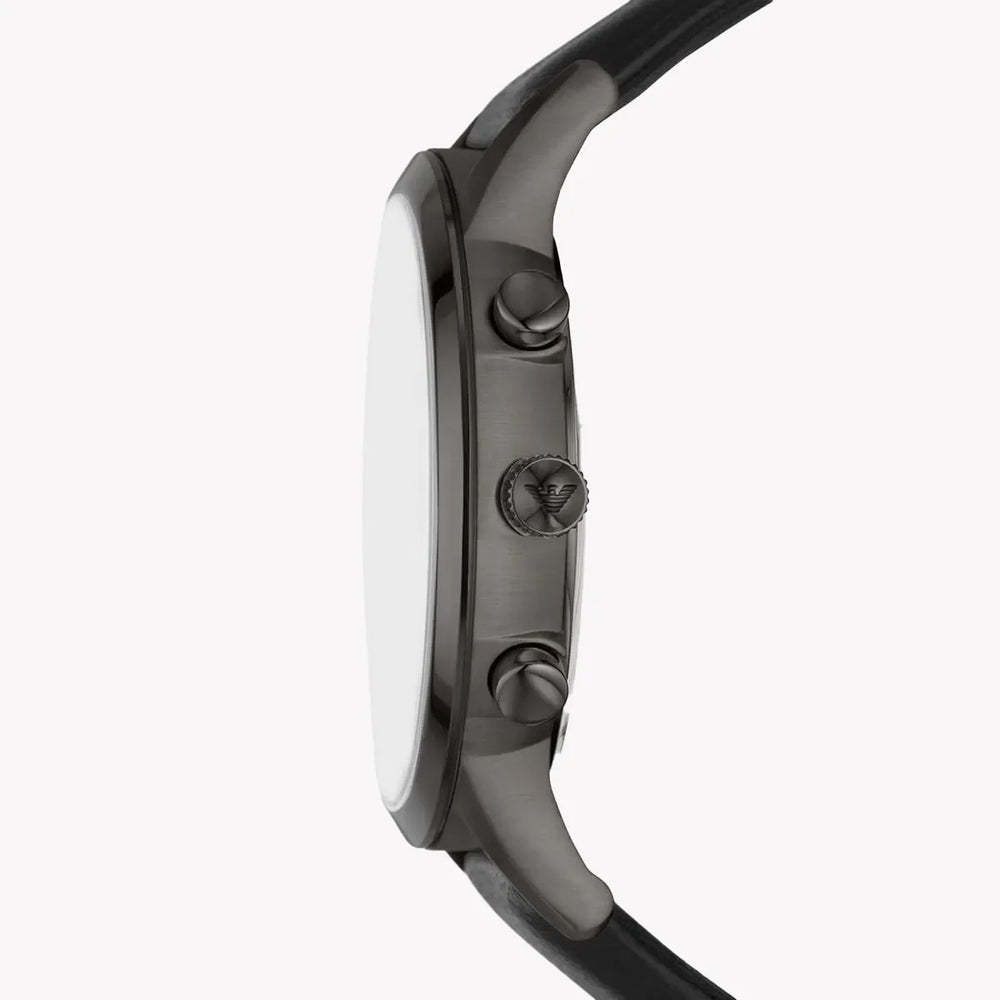 Emporio Armani Men's Silver/Black Leather Watch | AR11473 by i-watch
