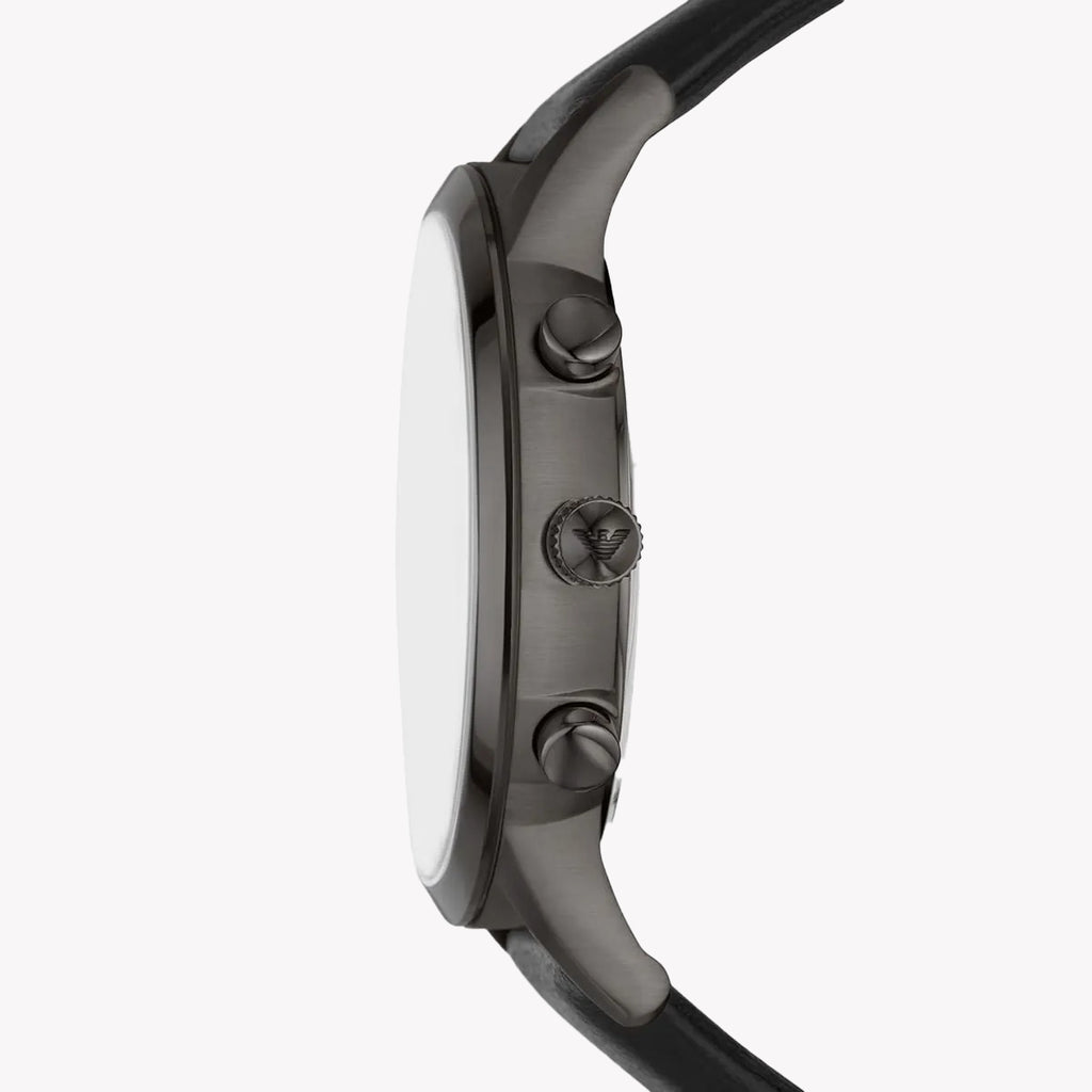 Emporio Armani Men's Silver/Black Leather Watch | AR11473