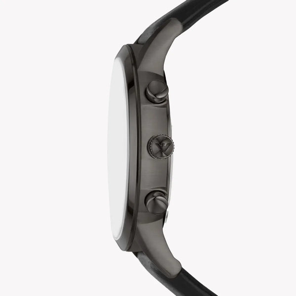 Emporio Armani Men's Silver/Black Leather Watch | AR11473 by i-watch