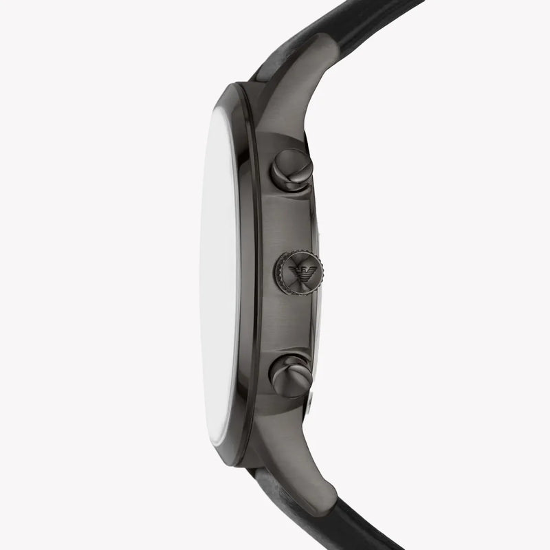 Emporio Armani Men's Silver/Black Leather Watch | AR11473 by i-watch