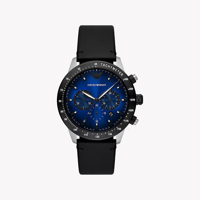 Emporio Armani Men's Silver/Blue, Black Leather | Ar11522 by i-watch
