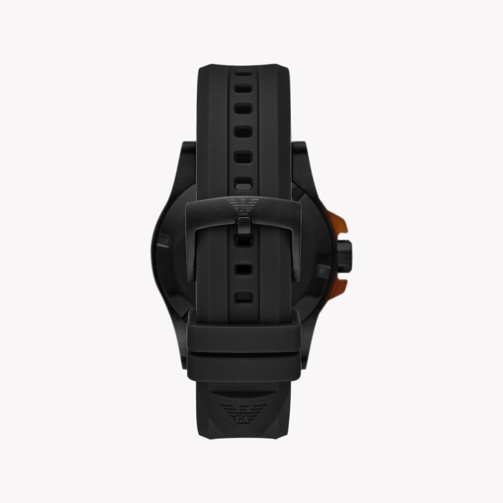 Emporio Armani Three-Hand Date Black Polyurethane Band Men's Watch