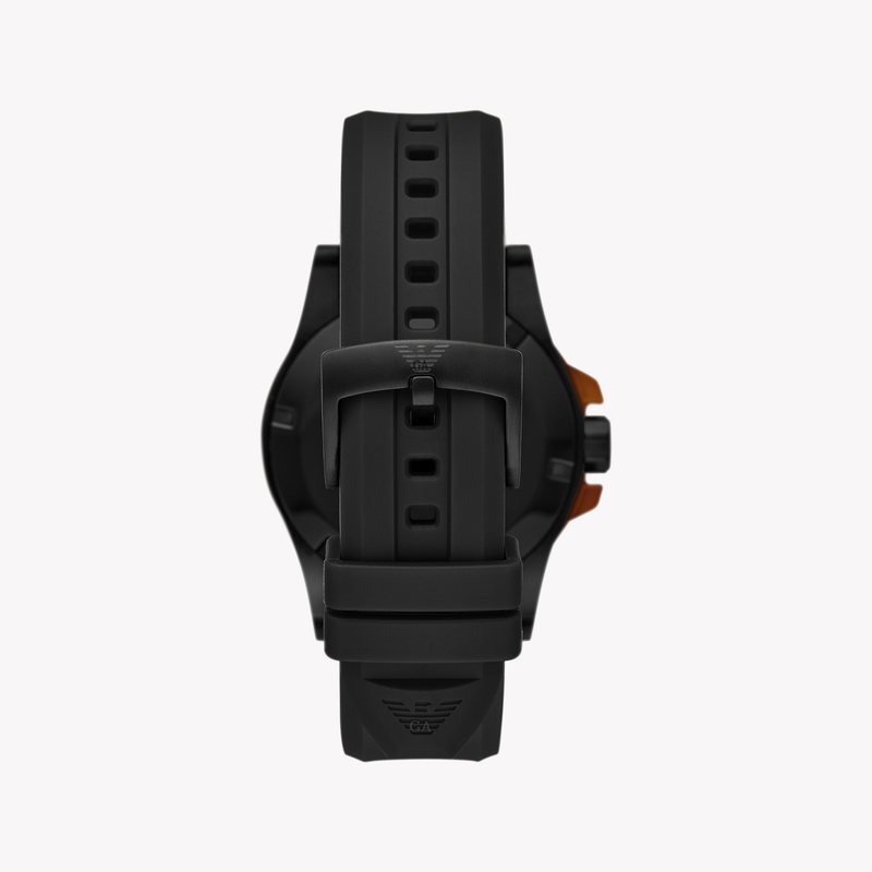 Emporio Armani Three-Hand Date Black Polyurethane Band Men's Watch