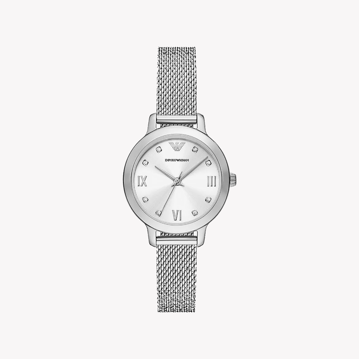 Emporio Armani Cleo Women's Silver Stainless Steel Mesh Watch AR11584