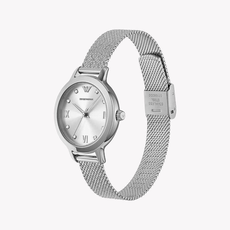 Emporio Armani Cleo Women's Silver Stainless Steel Mesh Watch AR11584
