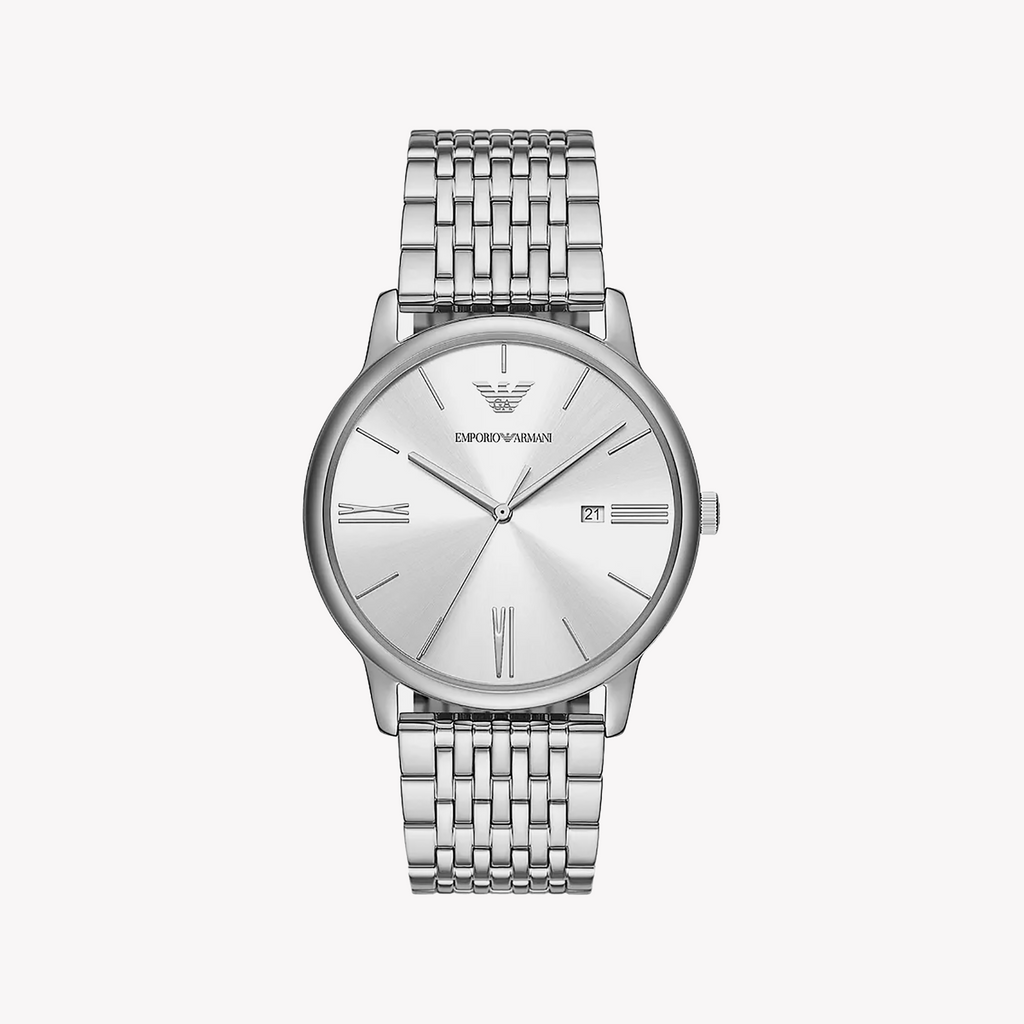 EMPORIO ARMANI Damenuhr mit silbernem Edelstahlgehäuse und silbernem Edelstahlarmband