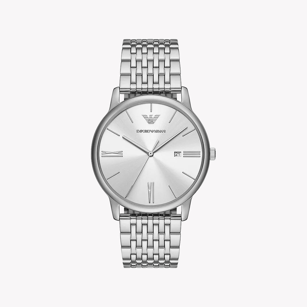 EMPORIO ARMANI Damenuhr mit silbernem Edelstahlgehäuse und silbernem Edelstahlarmband