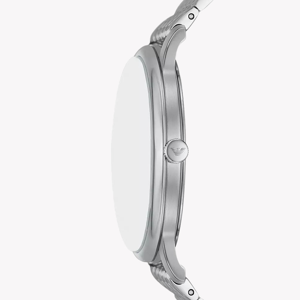 EMPORIO ARMANI Damenuhr mit silbernem Edelstahlgehäuse und silbernem Edelstahlarmband