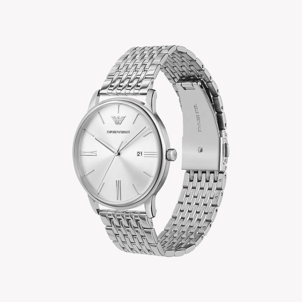 EMPORIO ARMANI Damenuhr mit silbernem Edelstahlgehäuse und silbernem Edelstahlarmband