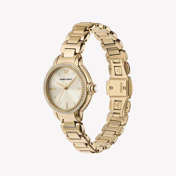 Emporio Armani Women's Mia Three-Hand Gold-Tone Stainless Steel Watch AR11609