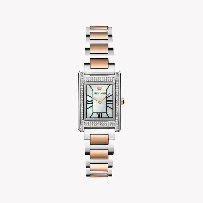 Emporio Armani Genni Quartz Mother Of Pearl Dial Analog Stainless Steel Women's Watch