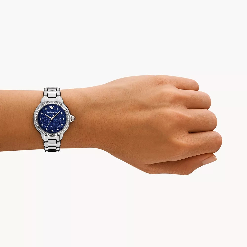 Emporio Armani Women's Stainless Steel Silver/Blue Watch | Ar11630