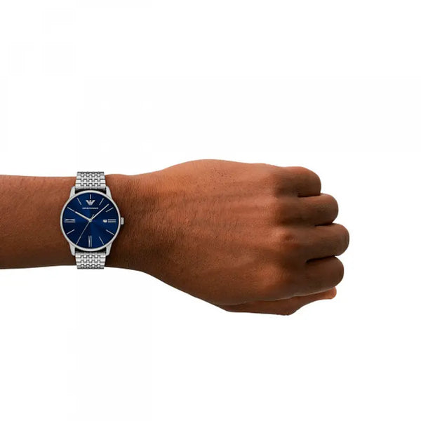 Emporio Armani Men's Silver Watch, Blue Dial | Ar11674 by i-watch