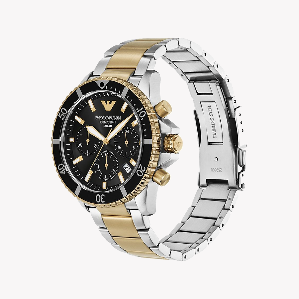 Emporio Armani World Explorer Solar Black Dial Stainless Steel Men's Watch AR11680