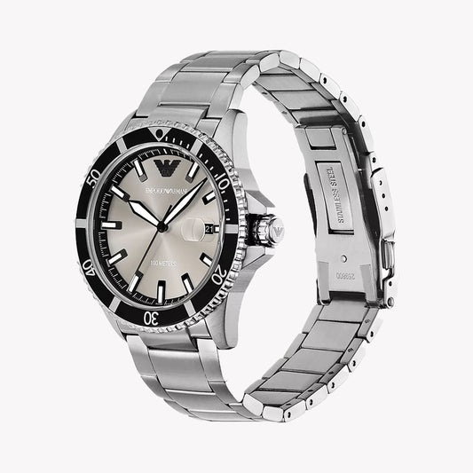 Emporio Armani Men's Silver Stainless Steel Grey Dial Watch | Ar11683