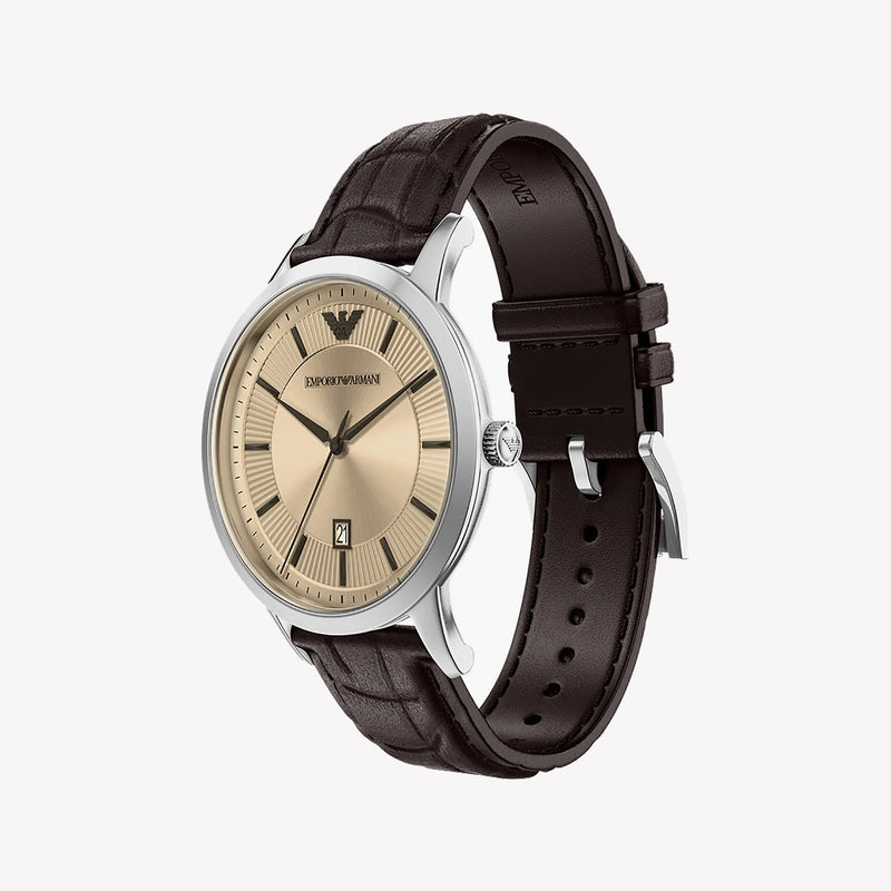 Emporio Armani Renato Quartz Champagne Dial Leather Strap Men's Watch AR11783