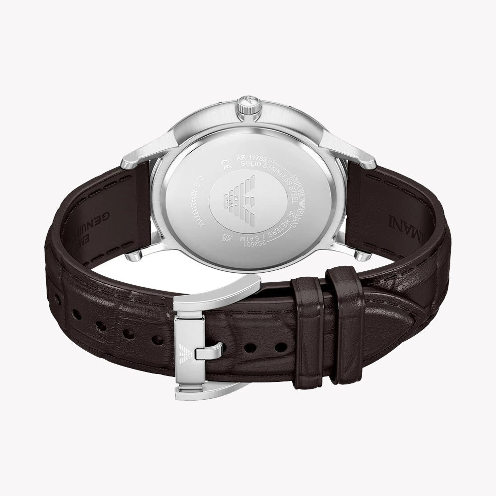 Emporio Armani Renato Quartz Champagne Dial Leather Strap Men's Watch AR11783