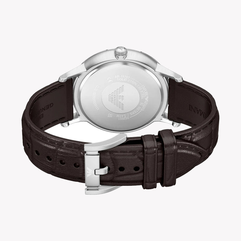 Emporio Armani Renato Quartz Champagne Dial Leather Strap Men's Watch AR11783