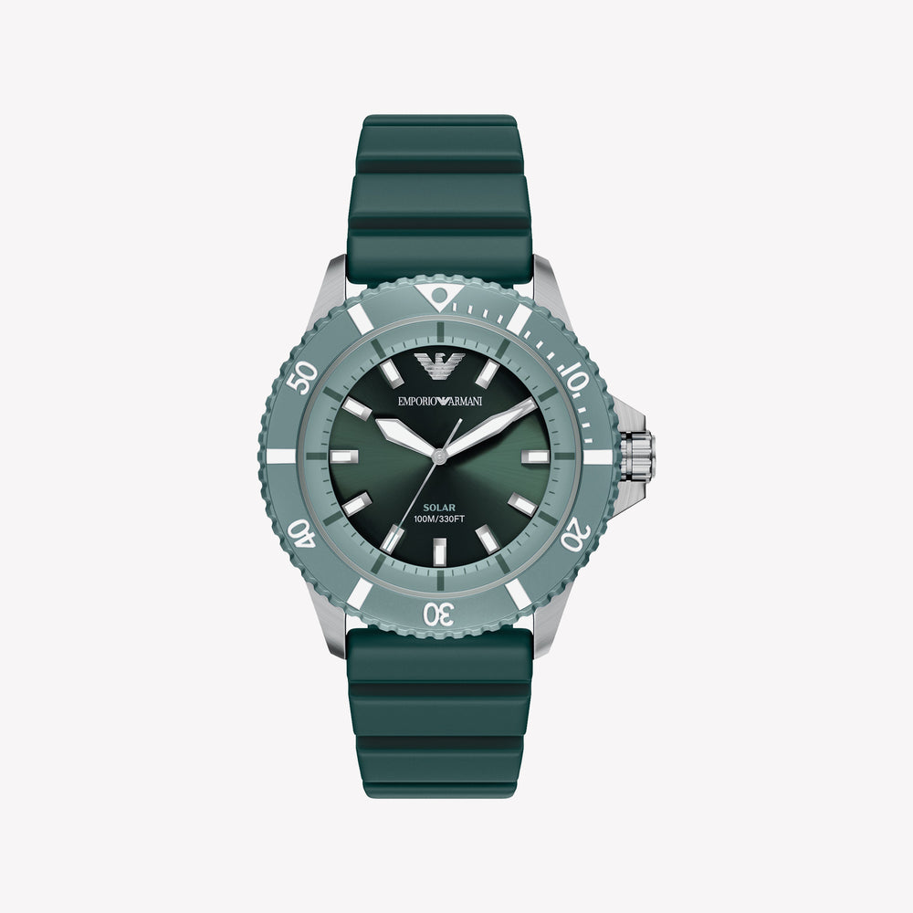 Emporio Armani Green Dial Silicone Strap Men's Watch AR11786