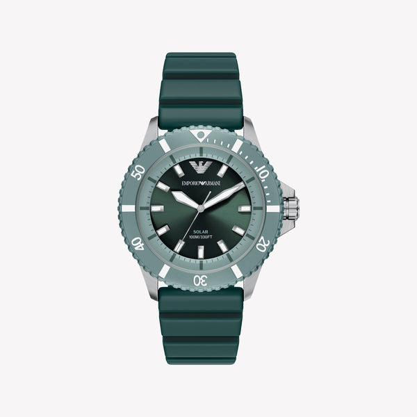 Emporio Armani Green Dial Silicone Strap Men's Watch AR11786