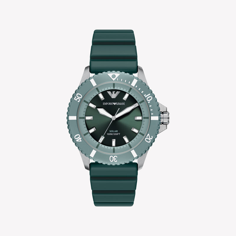 Emporio Armani Green Dial Silicone Strap Men's Watch AR11786