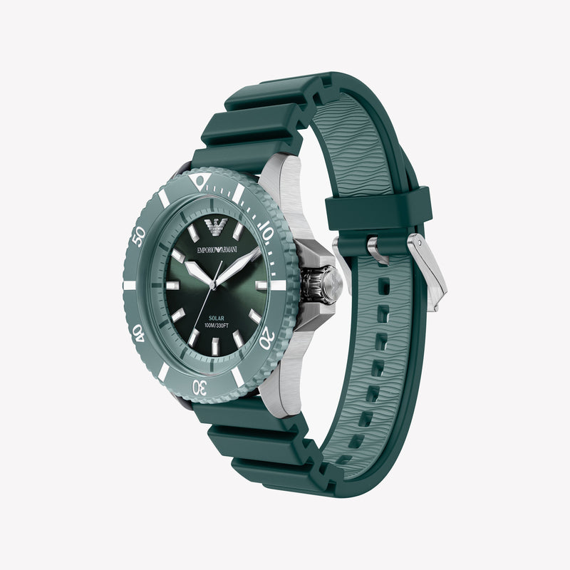 Emporio Armani Green Dial Silicone Strap Men's Watch AR11786
