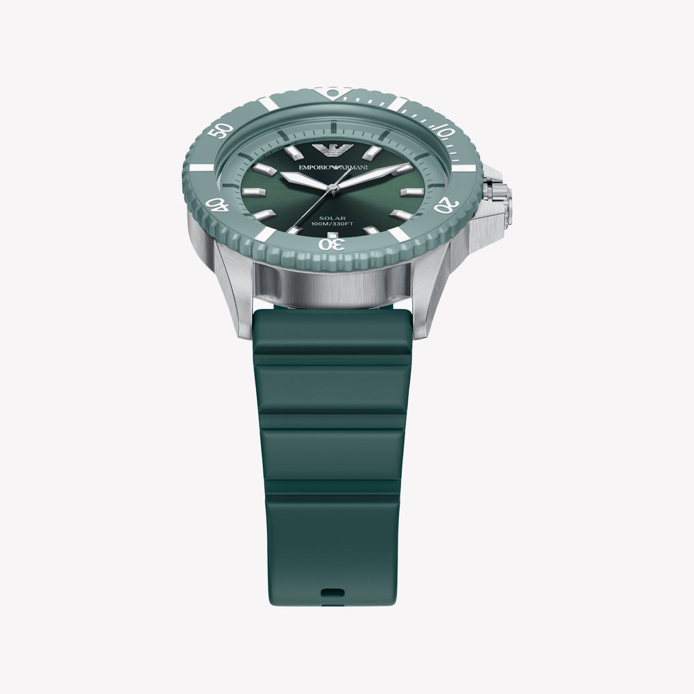 Emporio Armani Green Dial Silicone Strap Men's Watch AR11786