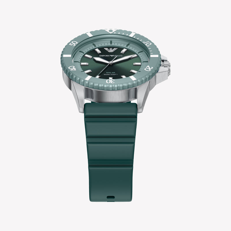 Emporio Armani Green Dial Silicone Strap Men's Watch AR11786