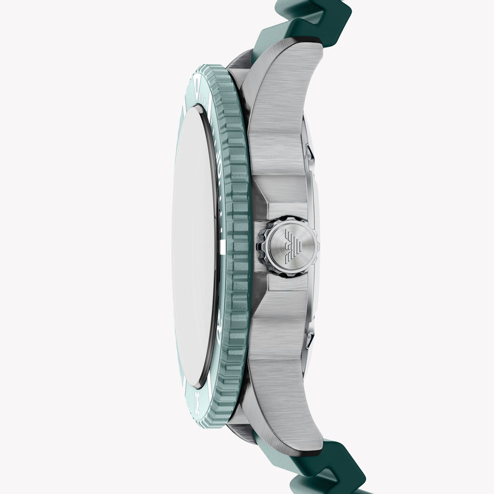 Emporio Armani Green Dial Silicone Strap Men's Watch AR11786
