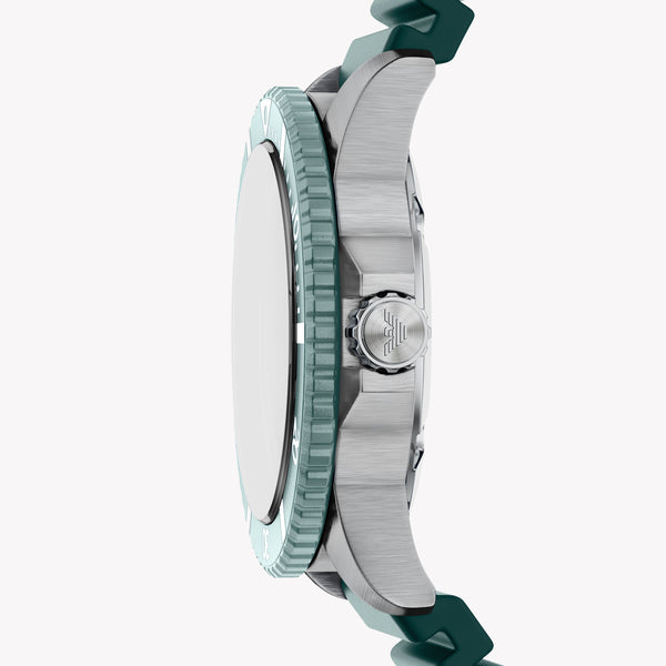 Emporio Armani Green Dial Silicone Strap Men's Watch AR11786