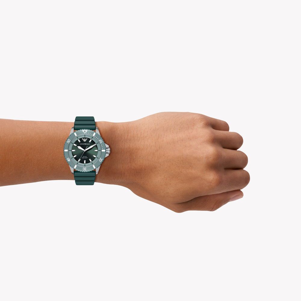 Emporio Armani Green Dial Silicone Strap Men's Watch AR11786