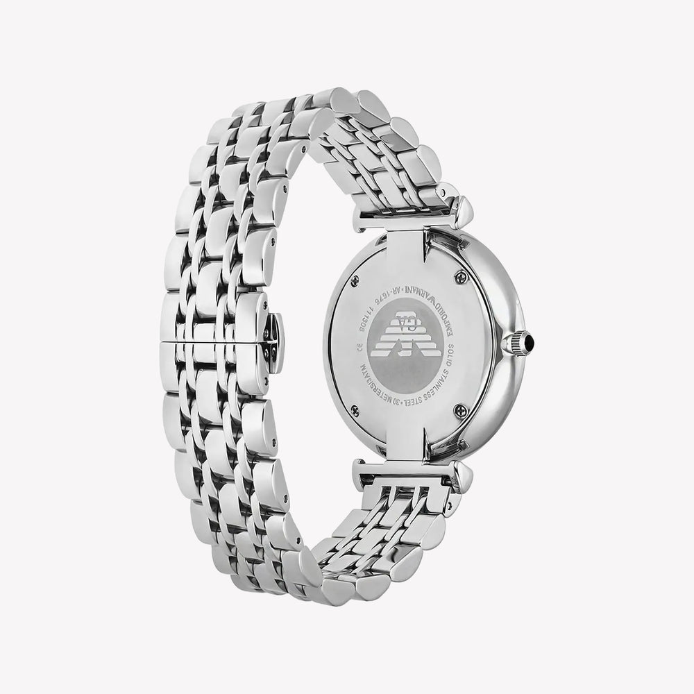 Emporio Armani Retro Black Dial Silver Stainless Steel Men's Watch AR1676