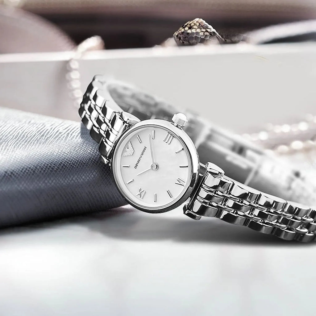 Emporio Armani Women's Stainless Steel Watch, White Mother-of-Pearl | AR1763