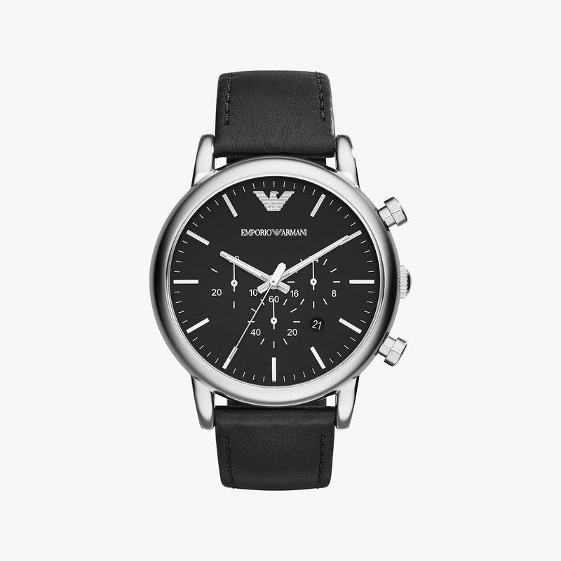 Emporio Armani Men's Silver Watch, Black Dial | Ar1828 by i-watch