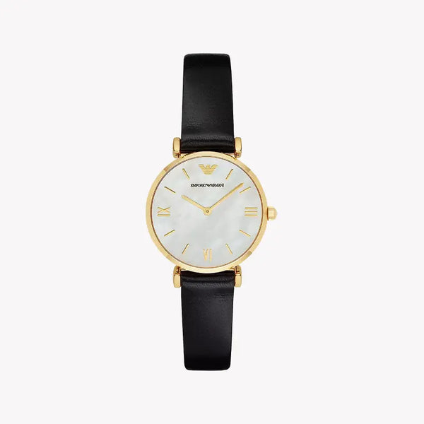 Emporio Armani Women's Gold Watch, Black Leather | Ar1910 by i-watch