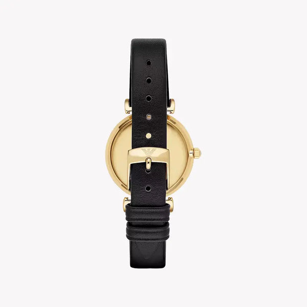 Emporio Armani Women's Gold Watch, Black Leather | Ar1910 by i-watch