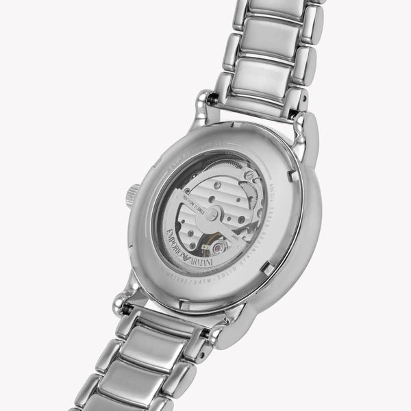 Emporio Armani Luigi Chronograph Skeleton Blue Dial Silver Steel Strap Watch For Men