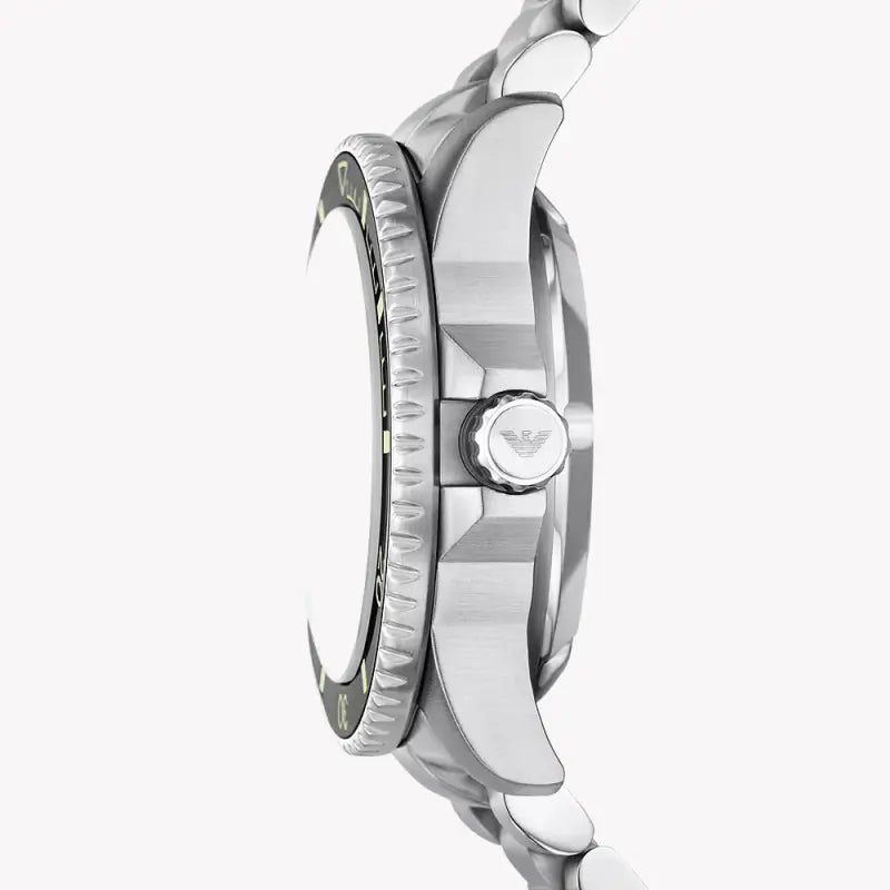 Emporio Armani Men's Silver Stainless Steel Watch, Beige Dial | Ar60083