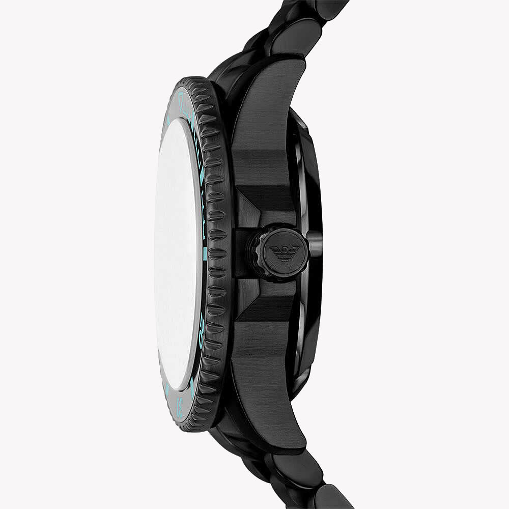 Emporio Armani Men's Black Stainless Steel, Blue Dial | Ar60084