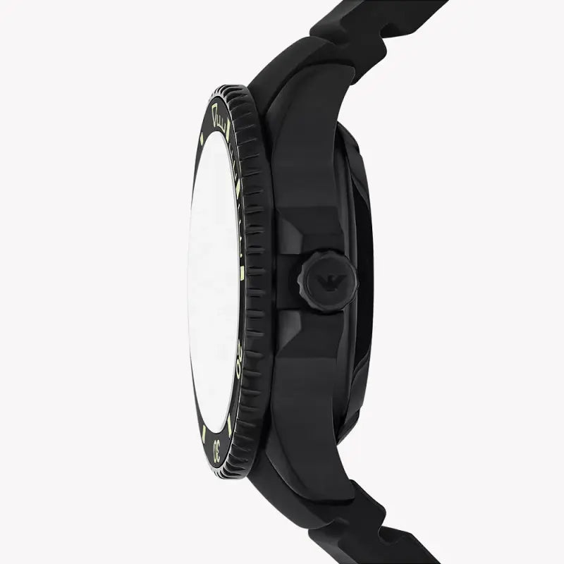 Emporio Armani Men's Black Silicone Watch, Beige Dial | Ar60085