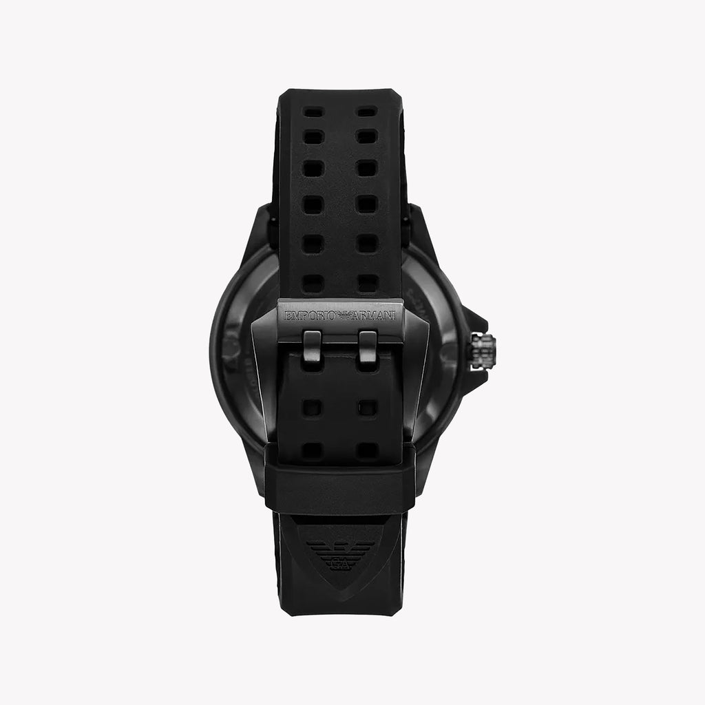 Emporio Armani Men's Black Silicone Watch, Beige Dial | Ar60085