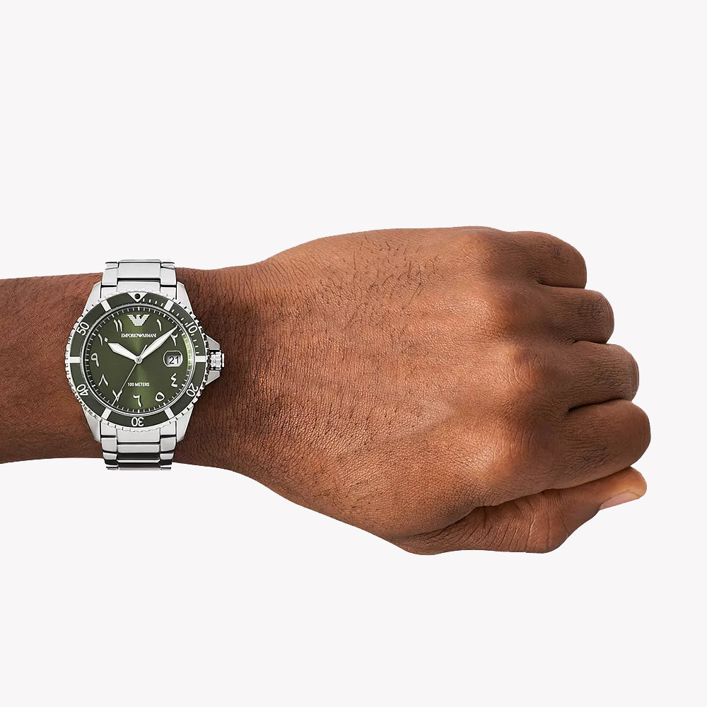 Emporio Armani Men's Silver, Green Watch | Ar80072set