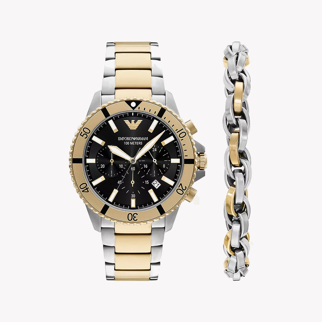 Emporio Armani Men's Silver/Gold, Black | Ar80073set