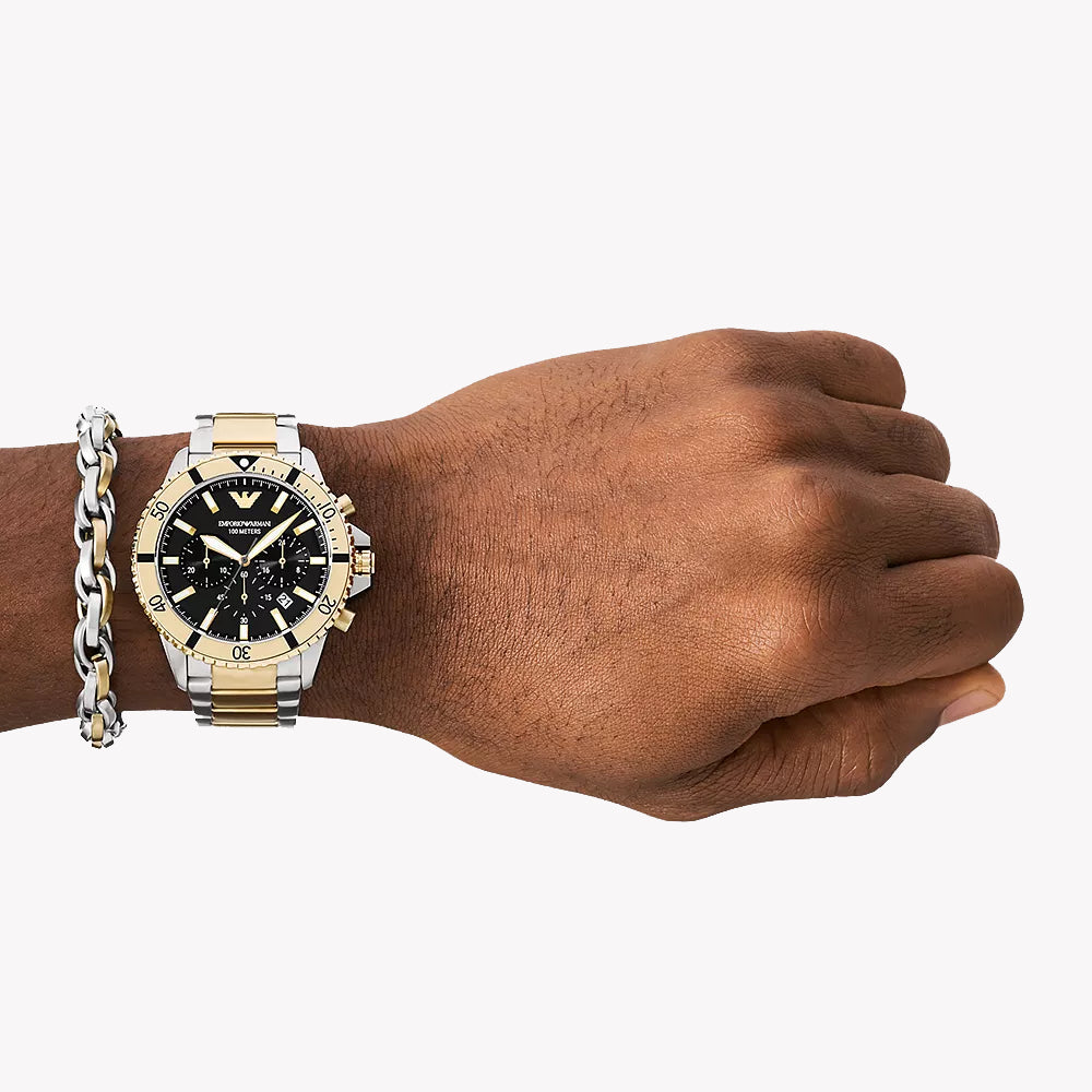 Emporio Armani Men's Silver/Gold, Black | Ar80073set