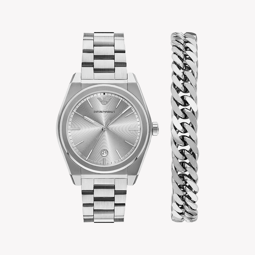 Emporio Armani Men's Silver Watch | Ar80075set