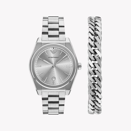 Emporio Armani Men's Silver Watch | Ar80075set