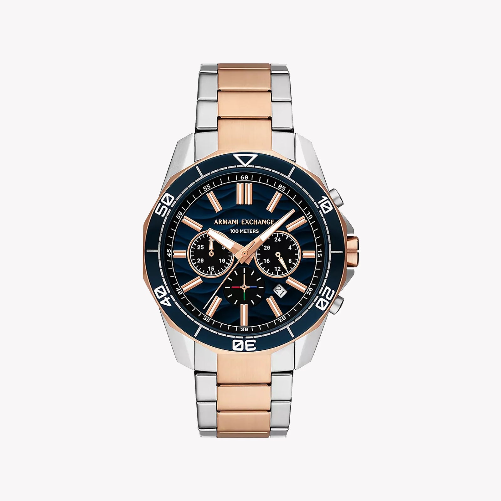 A|X Armani Exchange Men's Rose Gold & Silver Watch, Blue Dial | Ax1965 by i-watch